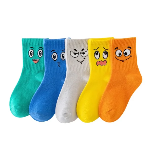 Chaussettes enfant visages rigolos, lot de 5