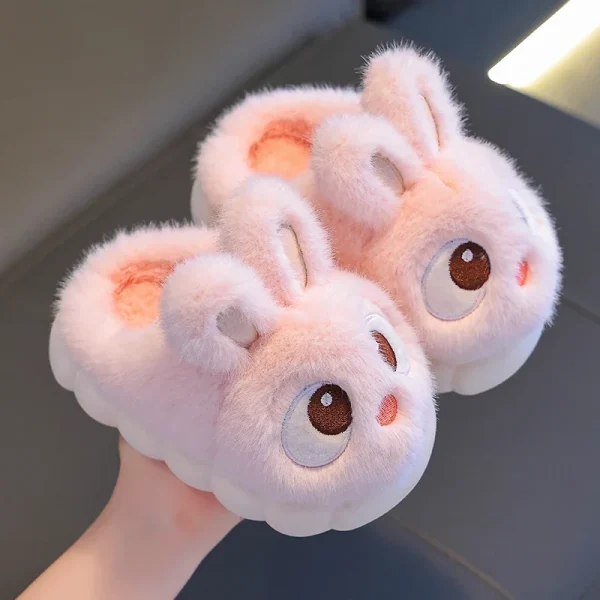 Chaussons lapin en peluche enfant