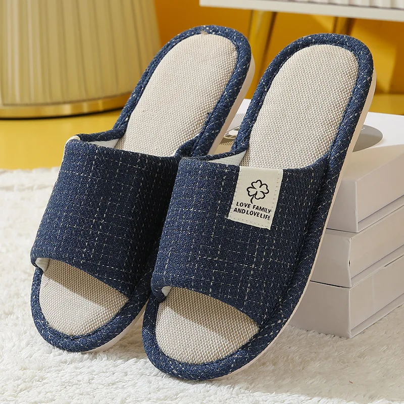 Chaussons en lin à bout ouvert