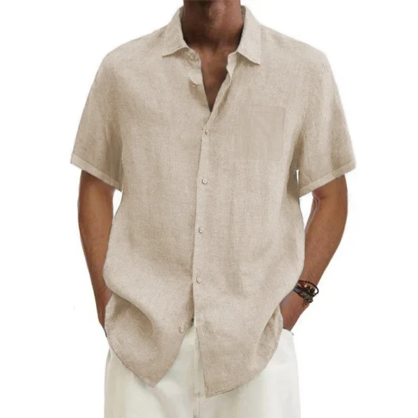 Chemise en coton et lin à manches courtes