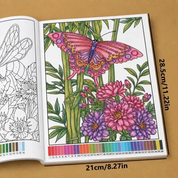 Livre de coloriage par numéros, fleurs et animaux : détail