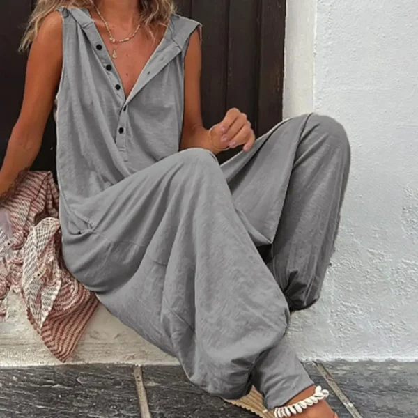 Combinaison sans manches en coton, jambes larges