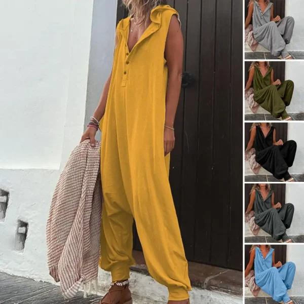 Combinaison sans manches en coton, jambes larges : détail