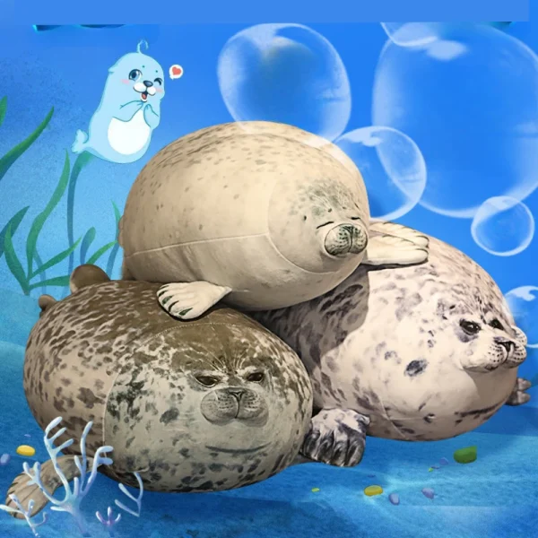 Coussin peluche phoque, 20 à 40 cm