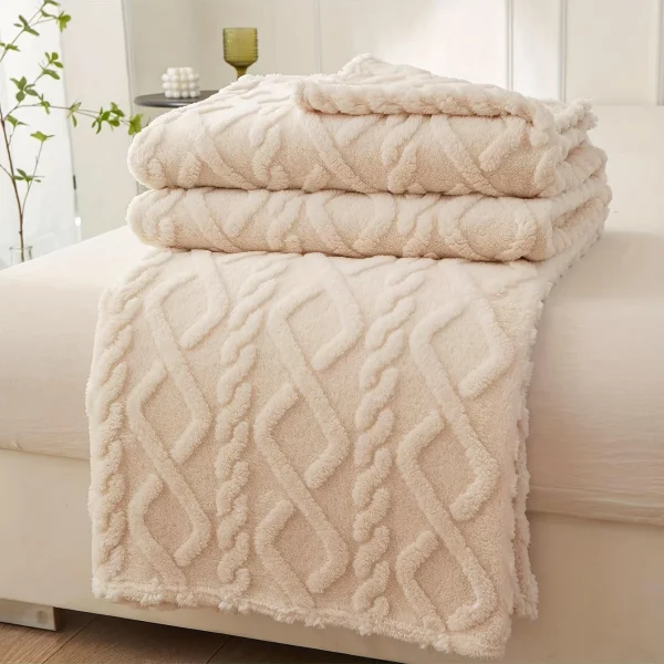 Couverture polaire effet tricot