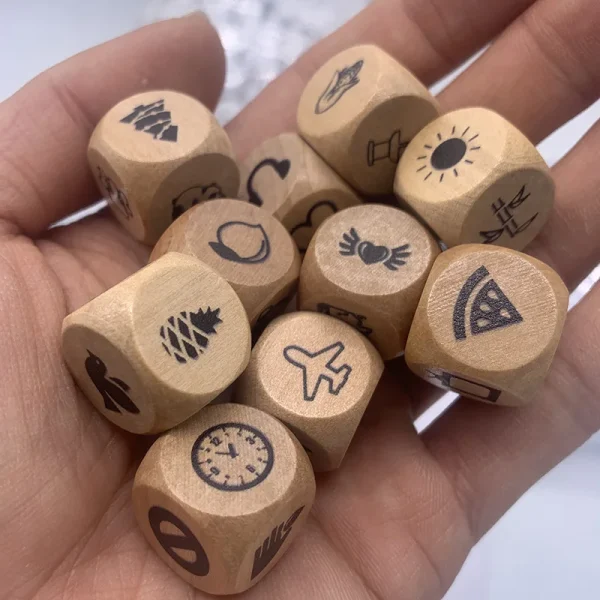 Dés à histoires en bois, lot de 10
