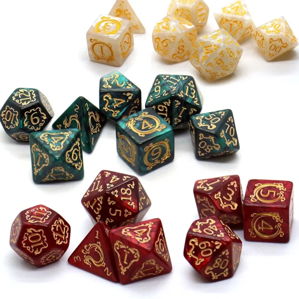 Dés de jeu de rôle motif dragon, lot de 7