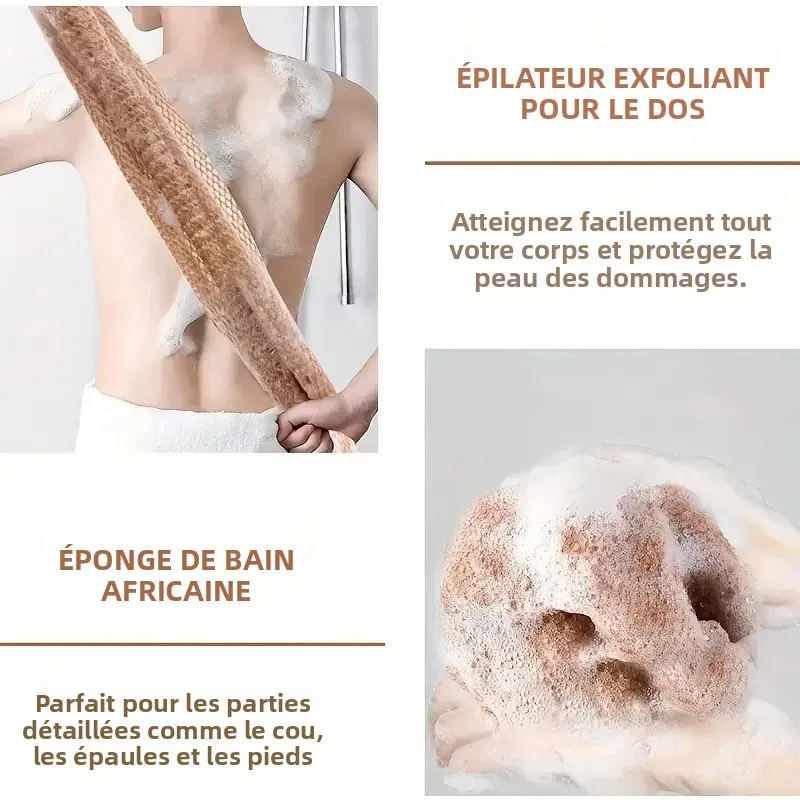 Éponge africaine en filet exfoliant, longue : détail