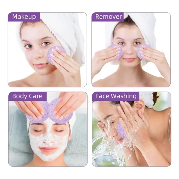 Éponges compressées de nettoyage du visage, boîte : détail