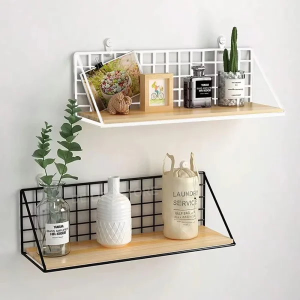 Étagère murale grille et bois, S, M ou L