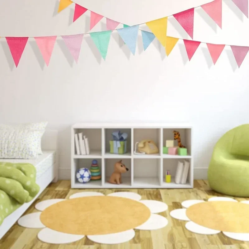 Guirlande de fanions en lin et jute, couleurs pastel : détail