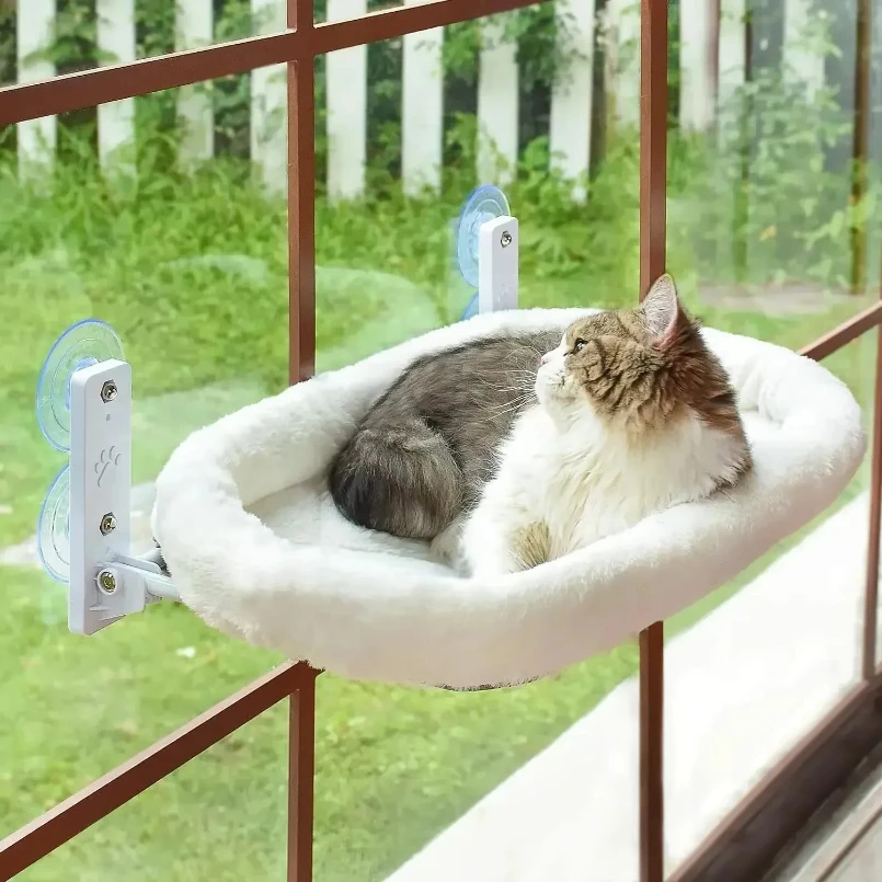 Hamac de fenêtre en peluche à tubes acier