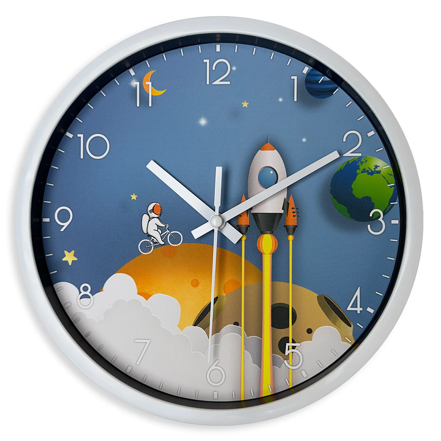 Horloge murale astronaute et fusée, 20 cm