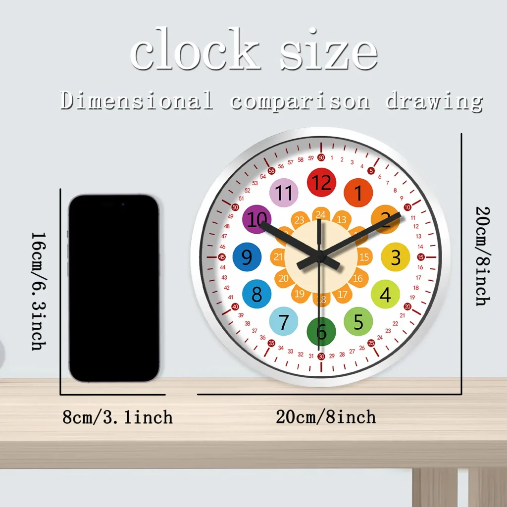 Horloge pédagogique silencieuse pour enfant : détail