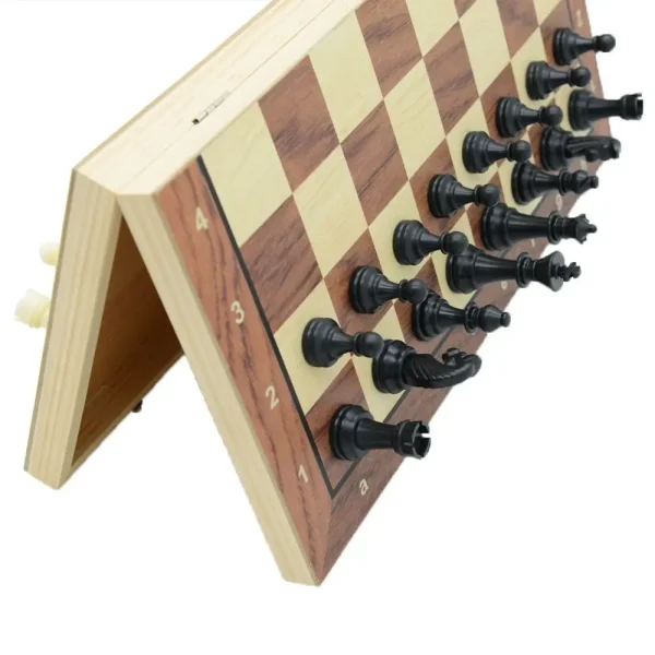 Jeu d'échecs pliant en bois magnétique