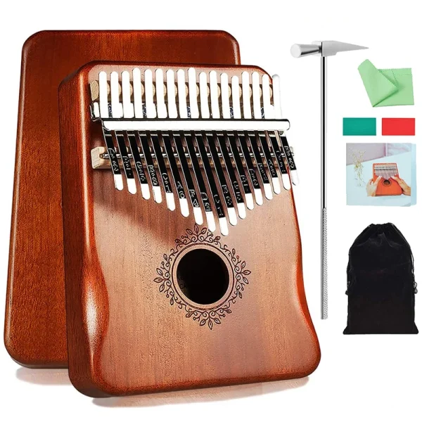Kalimba 17 lames en acajou : détail