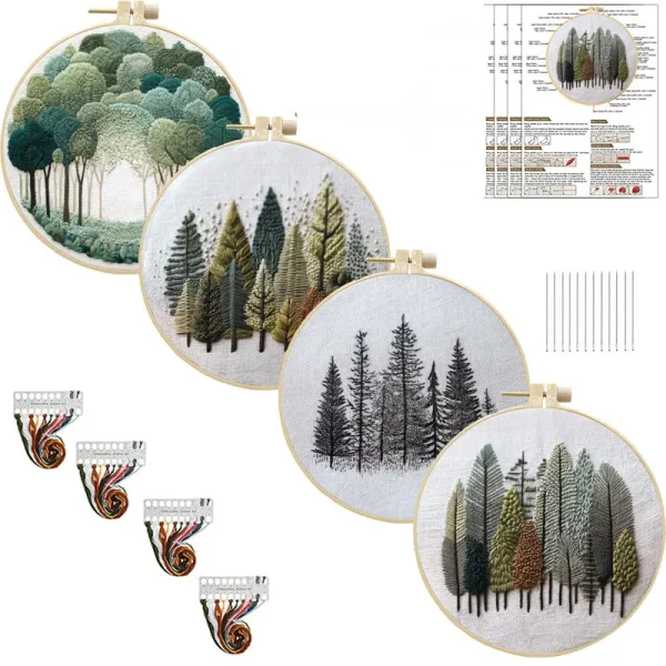 Kit de broderie forêt de sapins