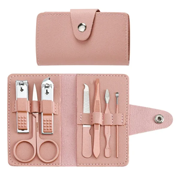 Kit manucure rose en étui, 7 pièces : détail