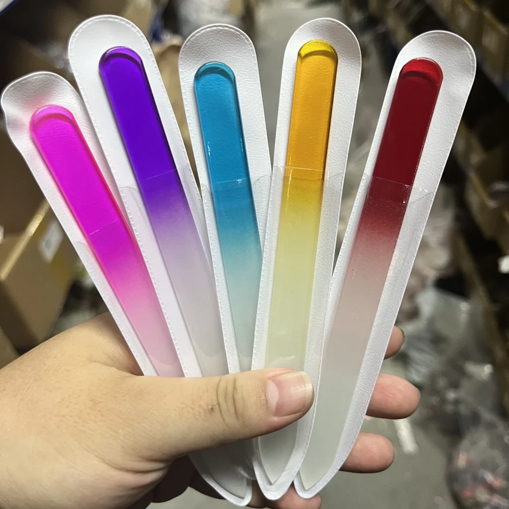 Limes à ongles en verre dégradé, lot de 5 : détail