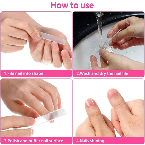 Limes à ongles en verre, lot de 8 : détail