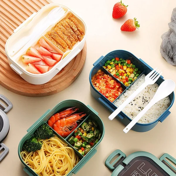 Lunch box enfant 2 étages avec couverts : détail