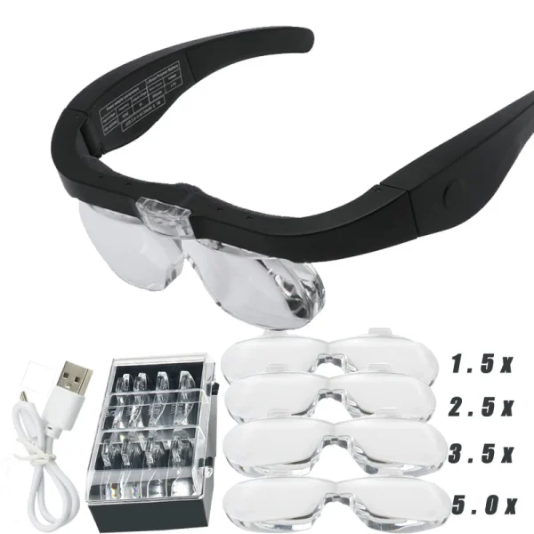 Lunettes loupes rechargeables avec éclairage LED