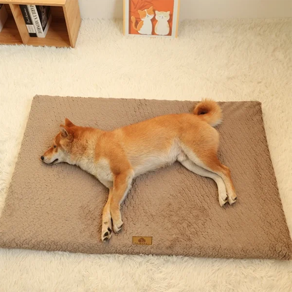 Matelas en mousse avec housse en peluche : détail