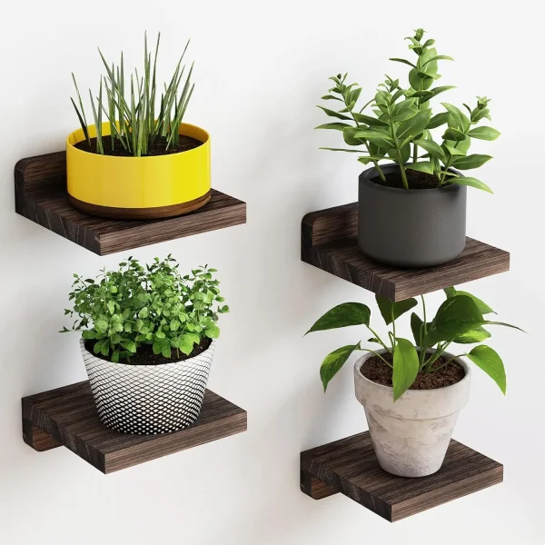 Mini étagères flottantes en bois, lot de 4