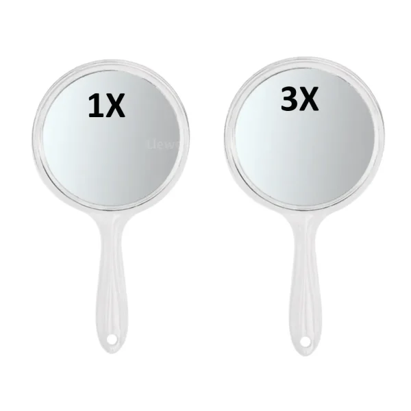 Miroir à main double face, grossissant ×3