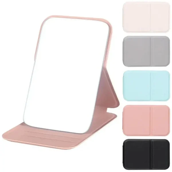 Miroir de table pliable gainé de simili-cuir