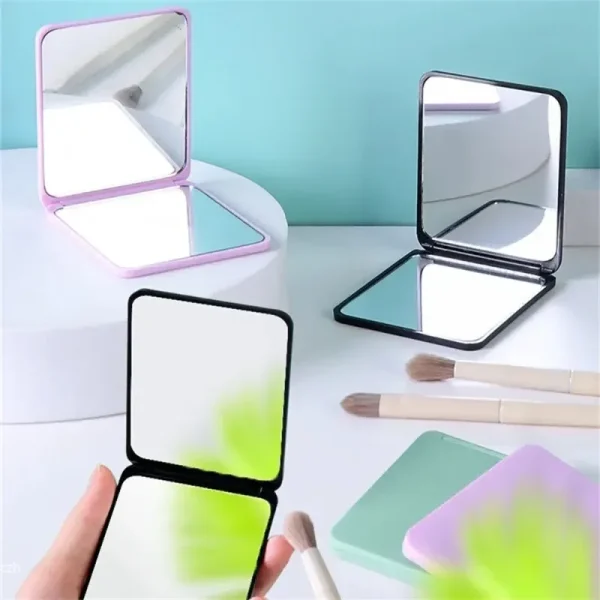Miroir de poche double face pliable
