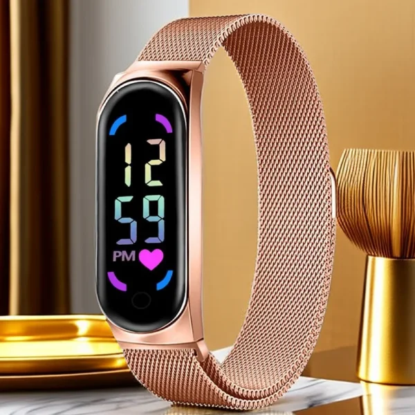 Montre LED à bracelet milanais aimanté