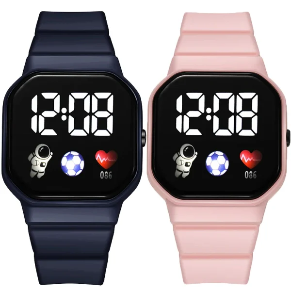 Montre LED carrée pour enfant, cadran astronaute