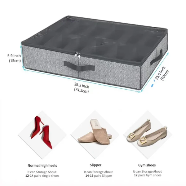 Organisateur de chaussures sous le lit à fenêtre : détail