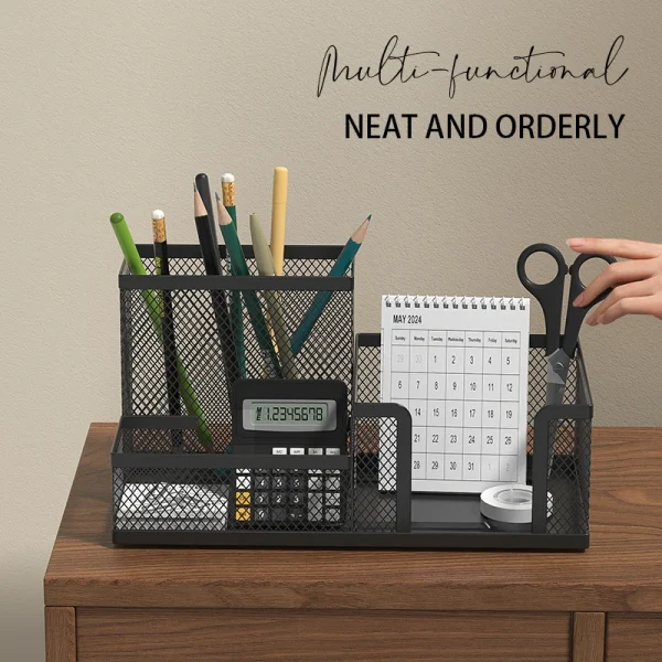 Organiseur de bureau en métal grillagé