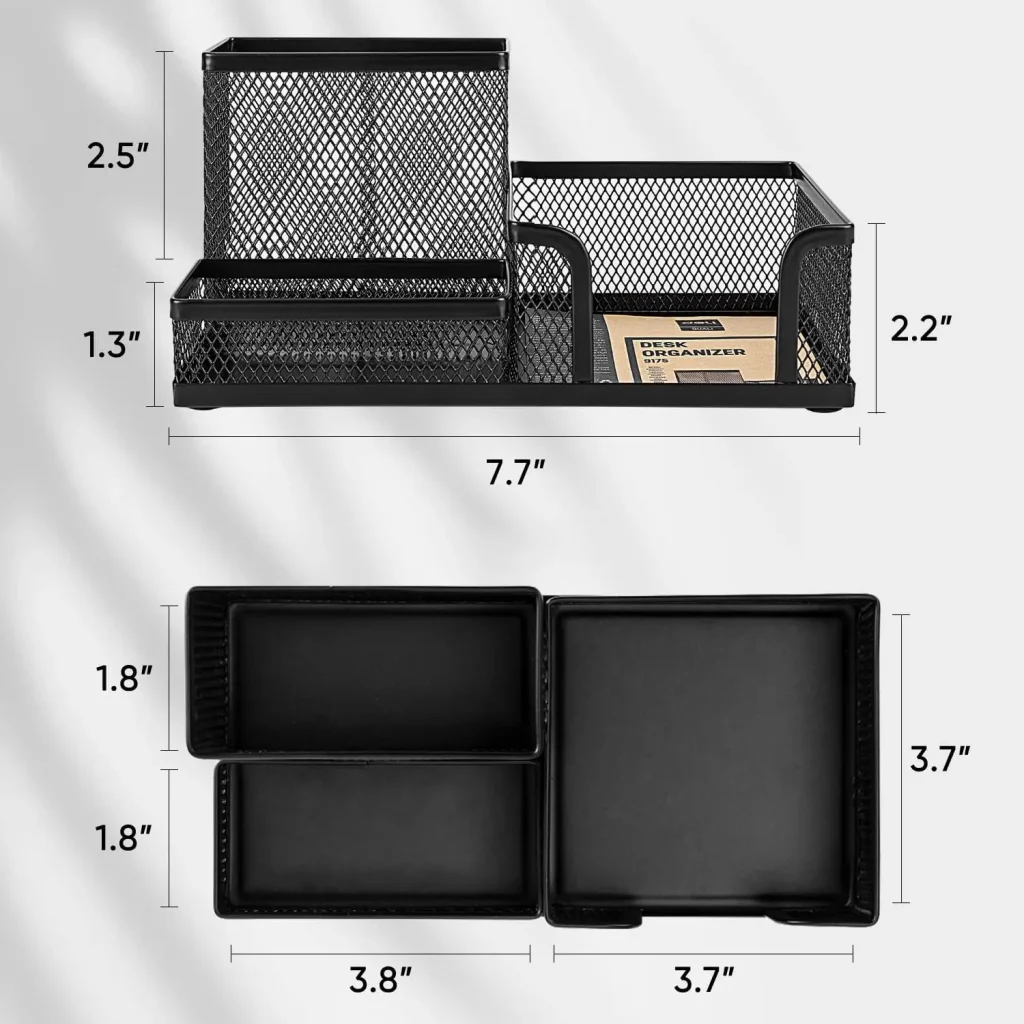 Organiseur de bureau en métal grillagé : détail