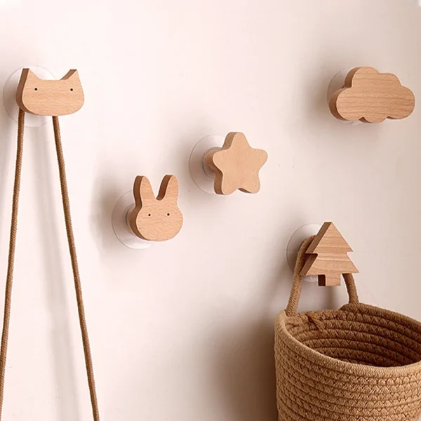 Patère murale en bois en forme d'animal