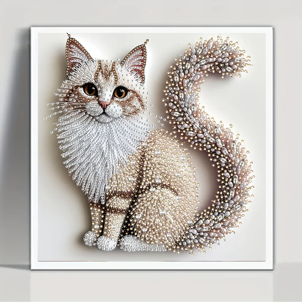 Peinture diamant chat moelleux, 30 × 30 cm : détail