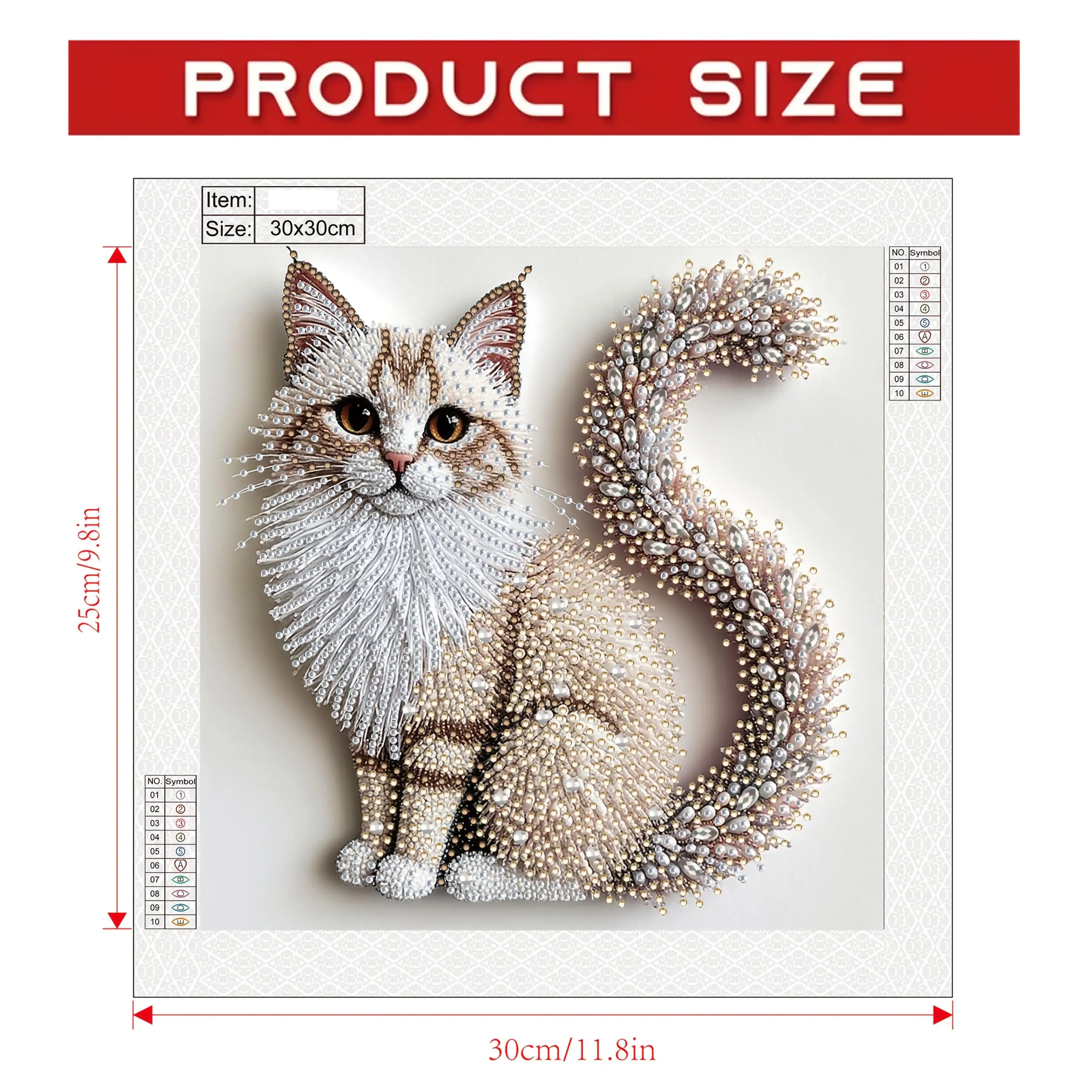Peinture diamant chat moelleux, 30 × 30 cm : détail