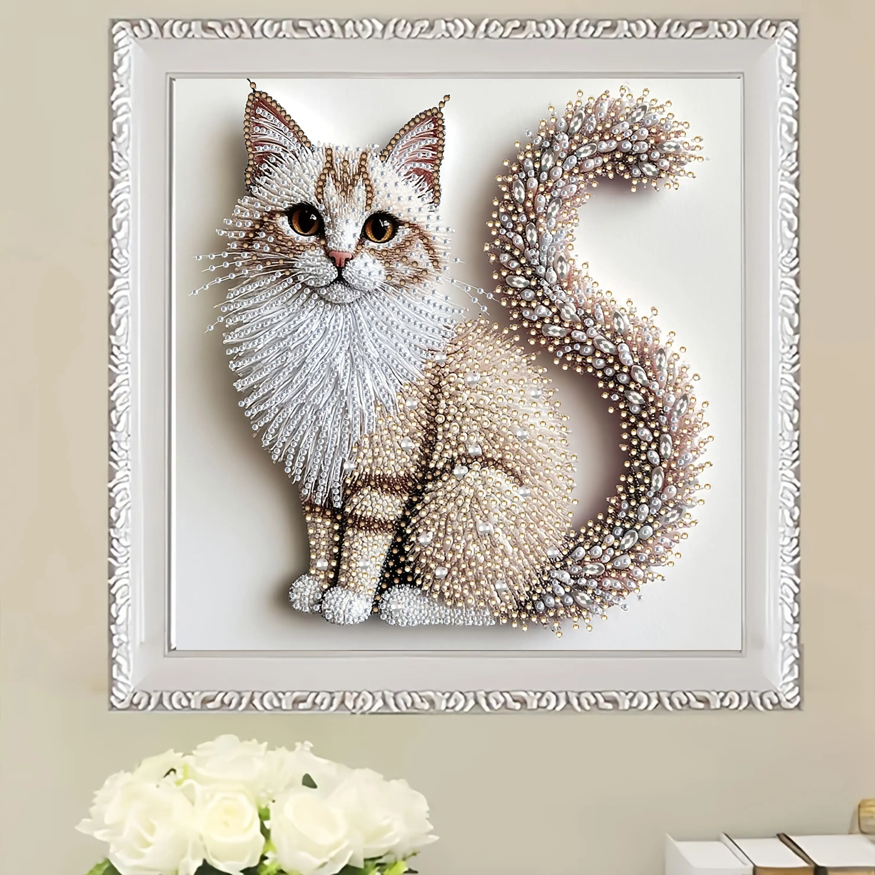 Peinture diamant chat moelleux, 30 × 30 cm : détail