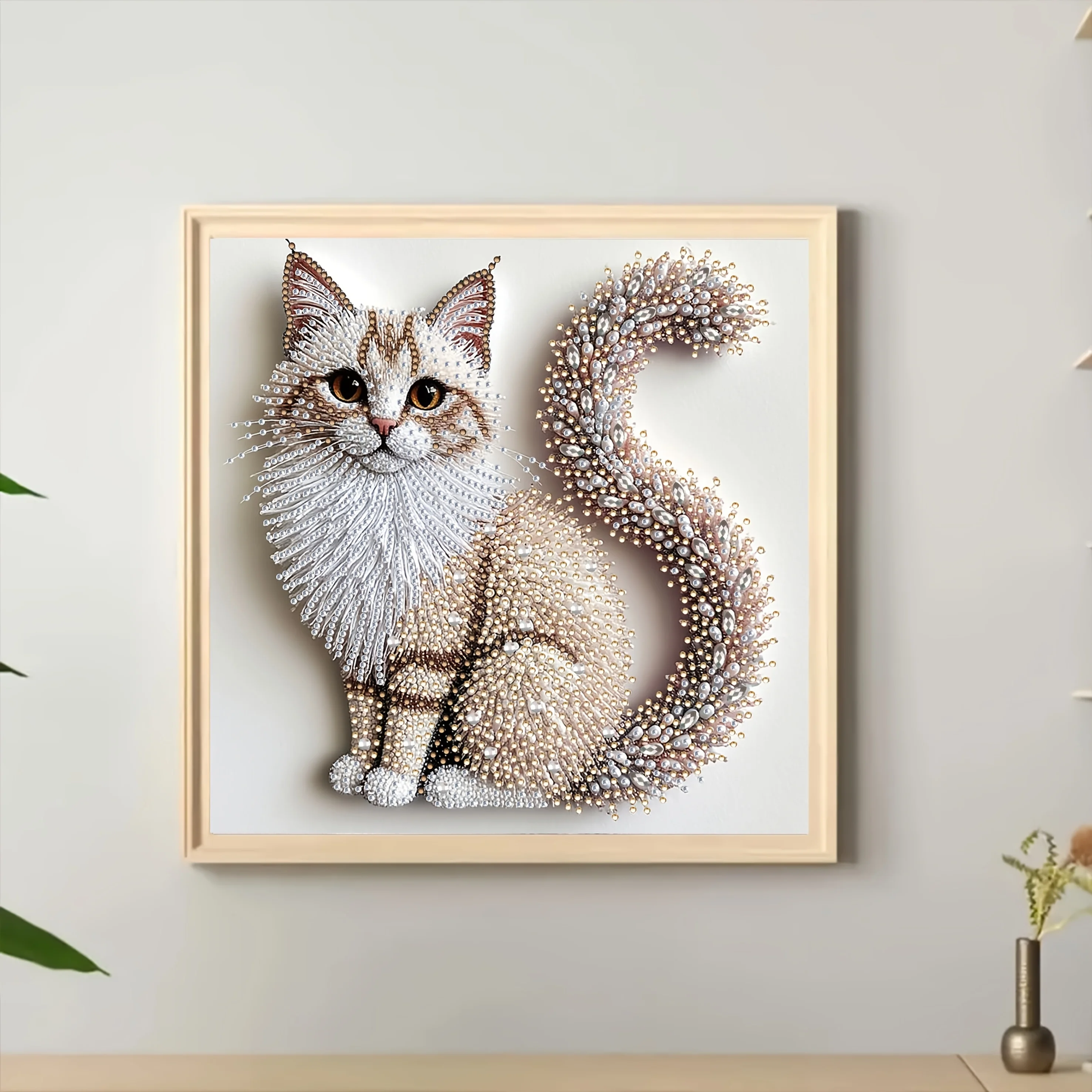 Peinture diamant chat moelleux, 30 × 30 cm : détail