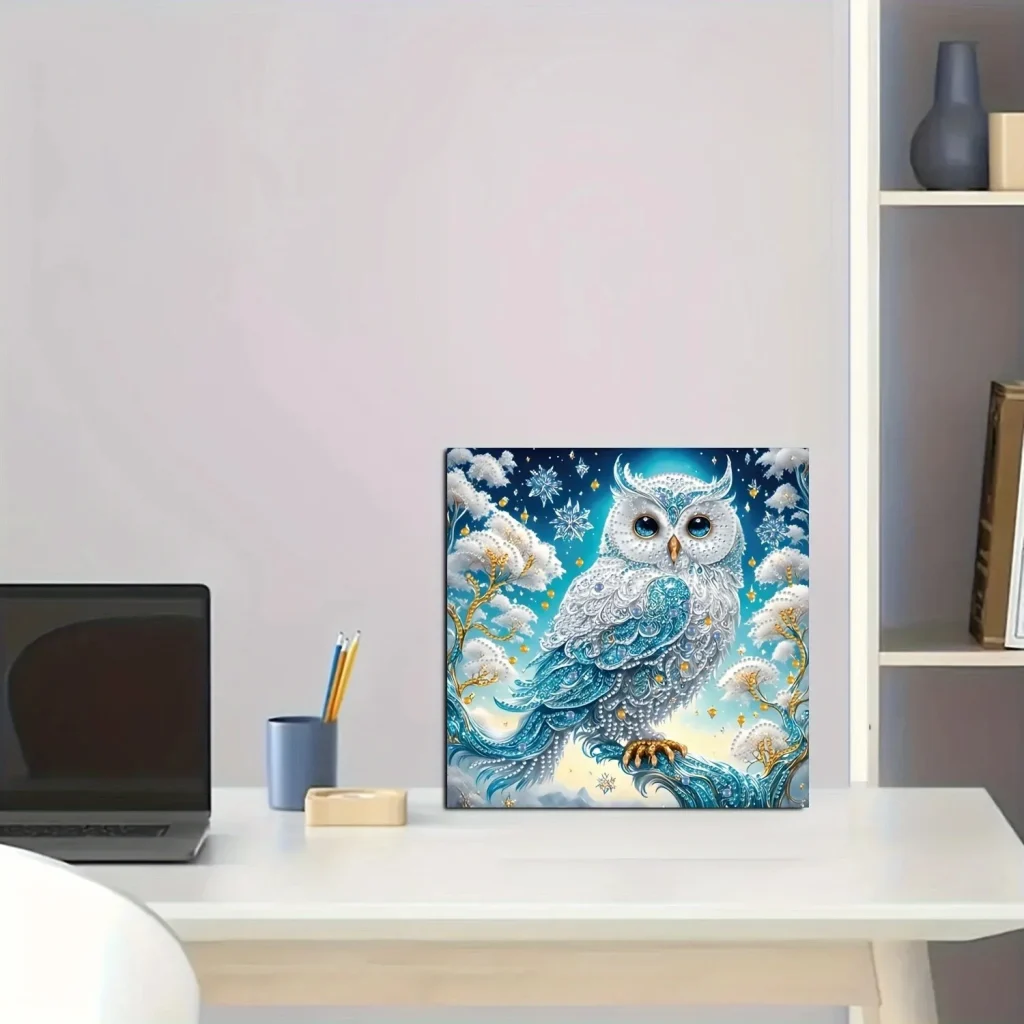 Peinture diamant hibou des neiges, 30 × 30 cm : détail