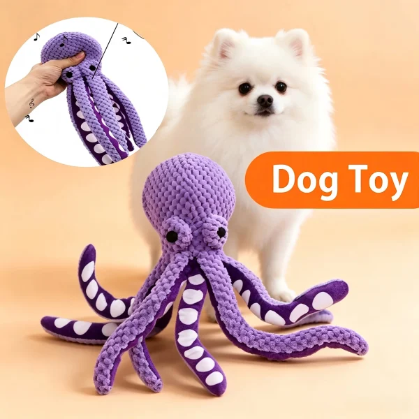 Peluche pieuvre couineuse pour chien