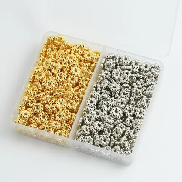 Perles intercalaires flocons, 200 pièces