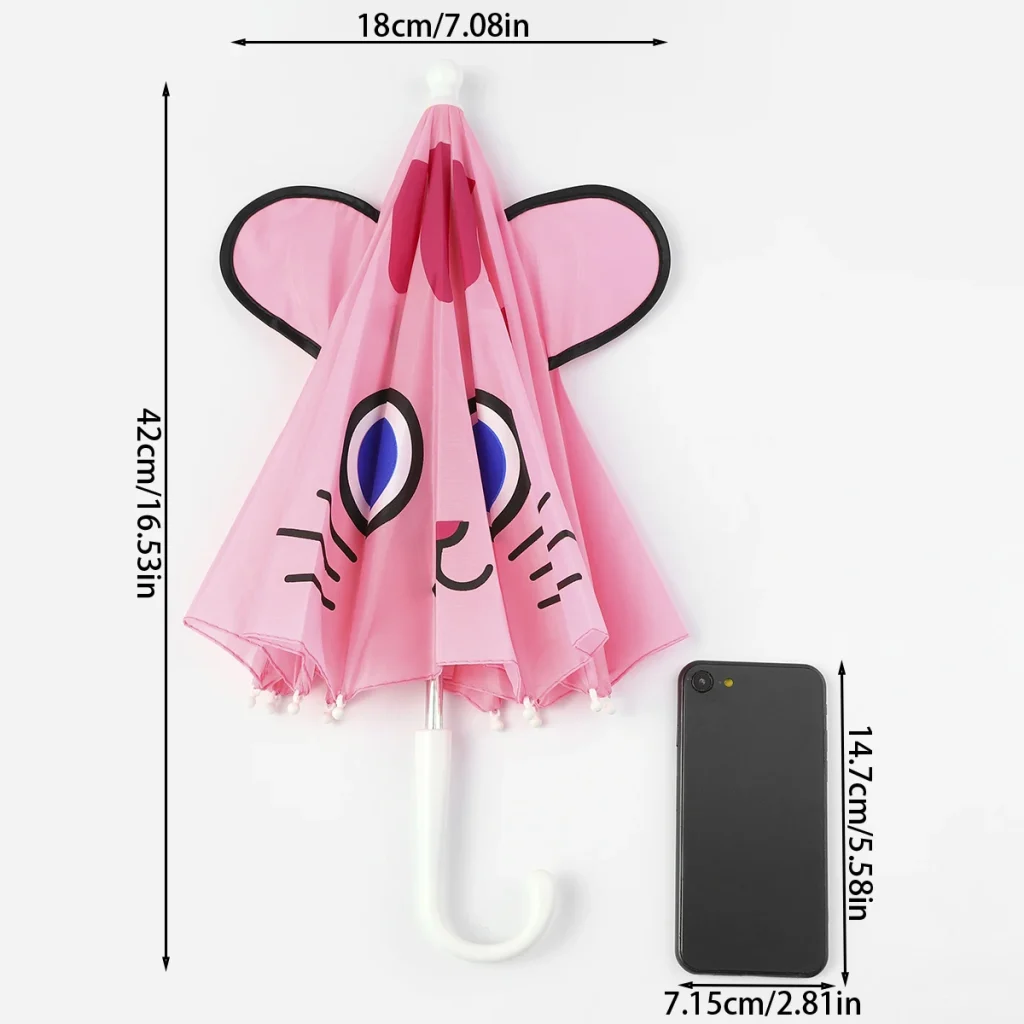 Petit parapluie chat rose : détail