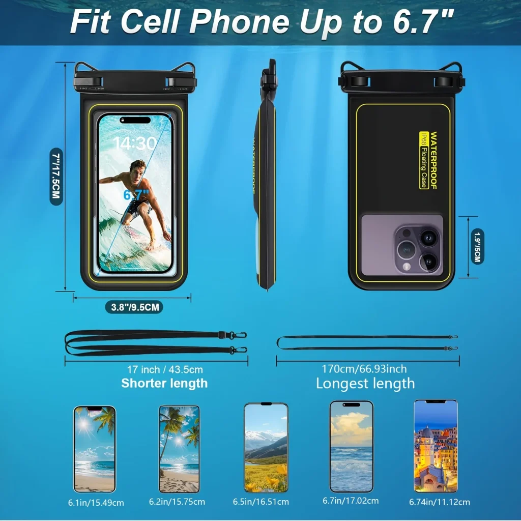 Pochette étanche pour téléphone avec cordon : détail