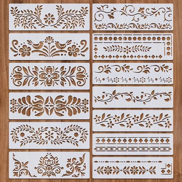 Pochoirs de frises décoratives, lot de 13