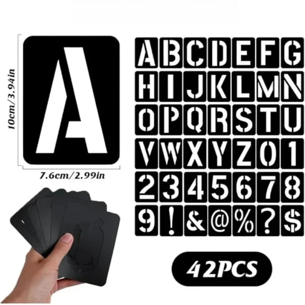 Pochoirs lettres et chiffres, lot de 42