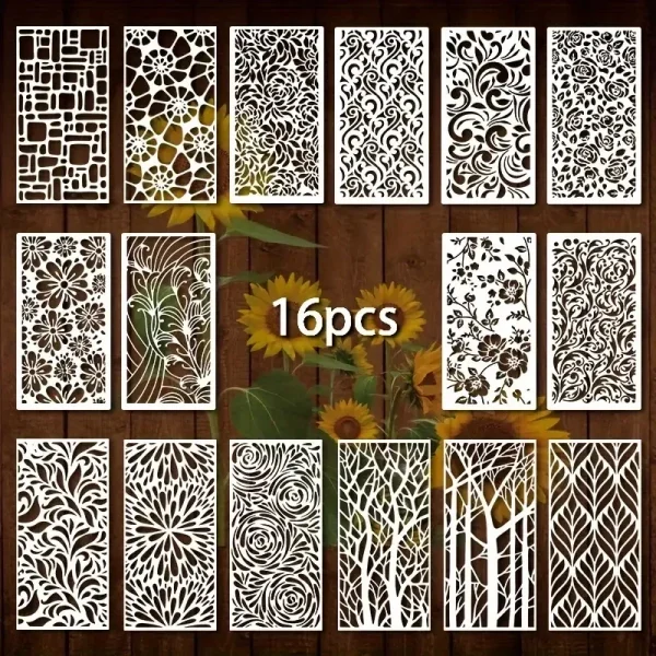 Pochoirs à motifs géométriques, lot de 16