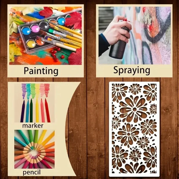 Pochoirs à motifs géométriques, lot de 16 : détail